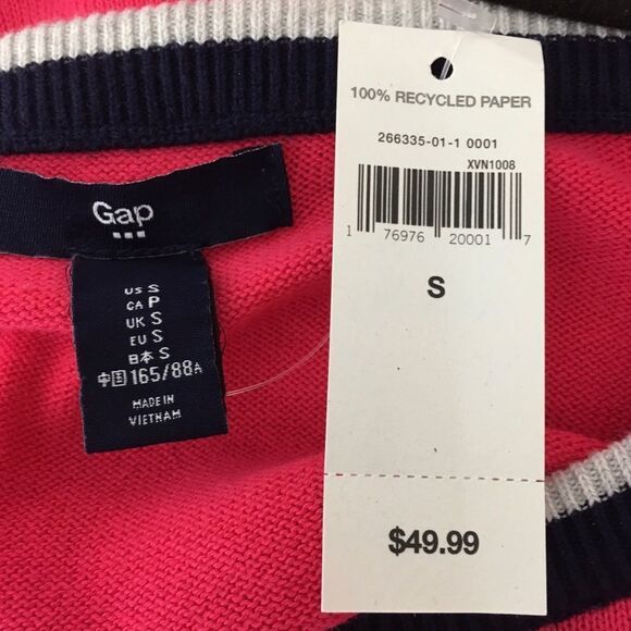 Gap Crew Neck Sweater Pink With‎ Navy Size Small - Picture 7 of 8